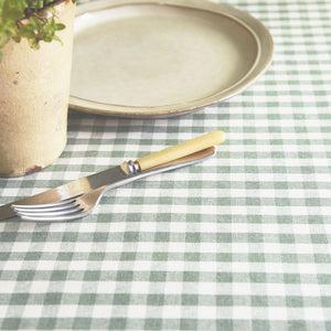 Green gingham oilcloth tablecloth 
