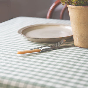 Green gingham tablecloth