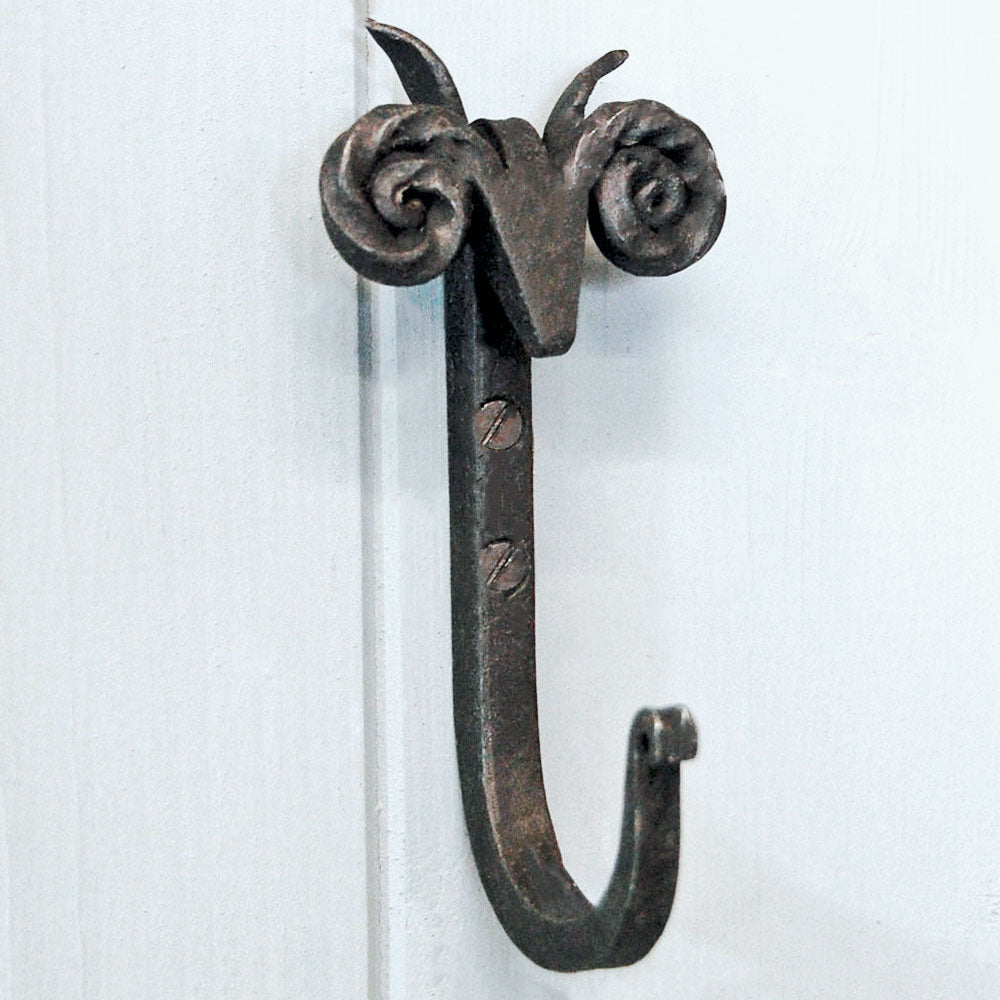 Hand forged iron sheep head shaped coat hook – Bowley Jackson