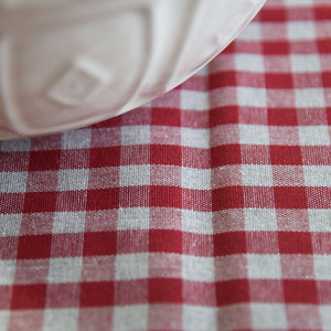 Red gingham check oilcloth tablecloth