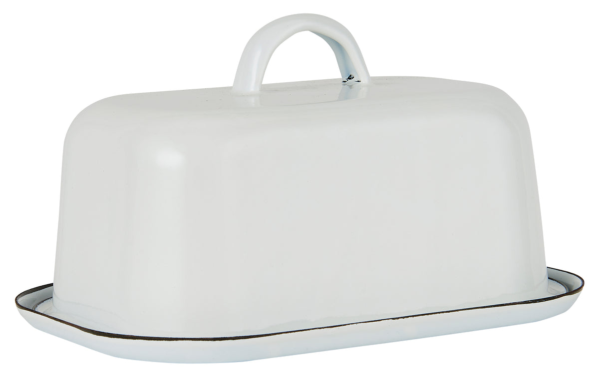 Danish White Enamel Butter Dish from Bowley & Jackson