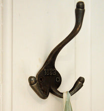 Vintage iron wall mounted 1883 triple coat hook