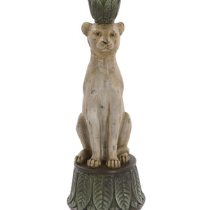 Antique style leopard candle holder