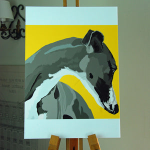 Single Greyhound Portrait Poster Print
