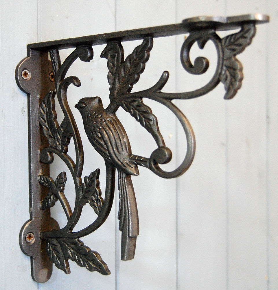 Antique cast iron bird design wall shelf bracket