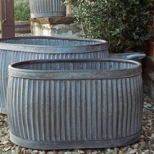 Medium vintage style galvanised oval dolly planter tub