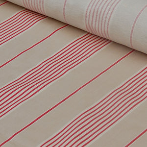 Traditional cotton herringbone red march stripe fabric