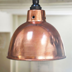 Small polished copper kitchen pendant light