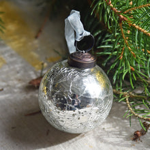 Vintage Silver Foil Glass Christmas Bauble