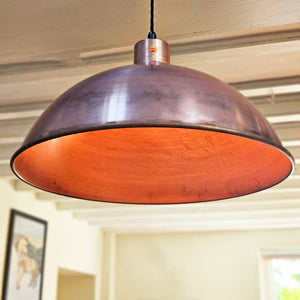 Copper Cromford pendant light shade 500 mm