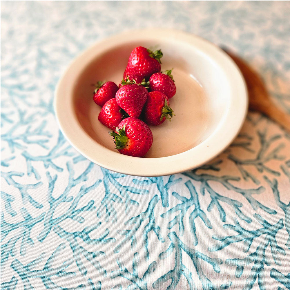 Aqua Coral Oilcloth Tablecloth