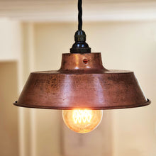 Bistro copper pendant light fitting with retro light bulb