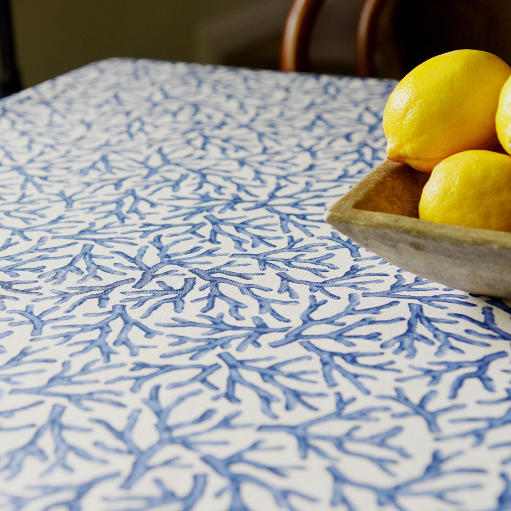 Blue Coral Oilcloth Tablecloth
