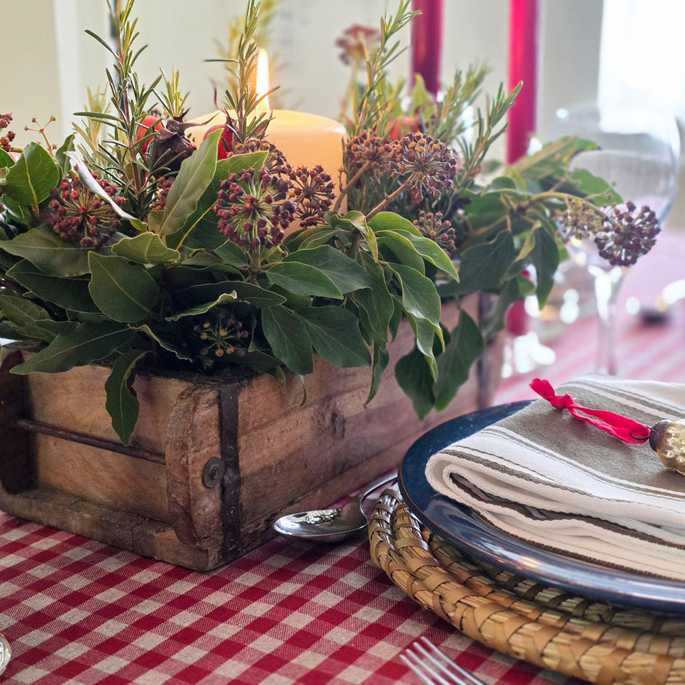 Vintage brick mould used as a table centrepiece