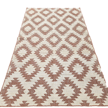 Brown kilim patterned jute floor rug