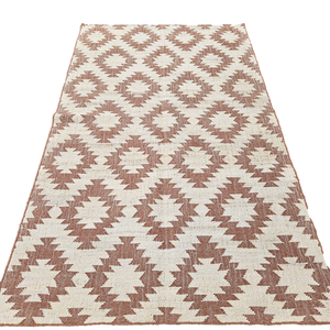 Brown kilim patterned jute floor rug