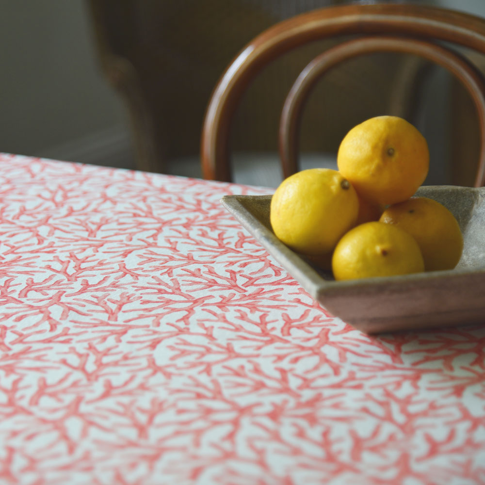 Coral print kitchen table cloth