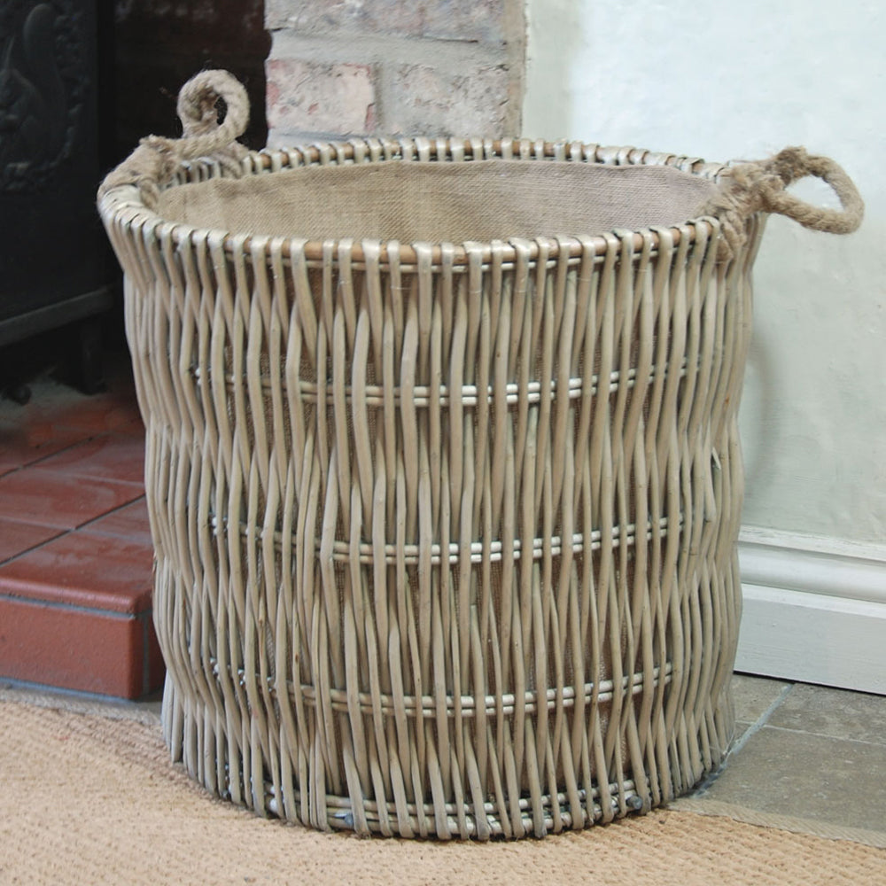 Large Cotswold antique washed willow log basket