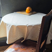Round plain linen wipe clean tablecloth 
