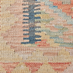 Close up of wool kilim rug