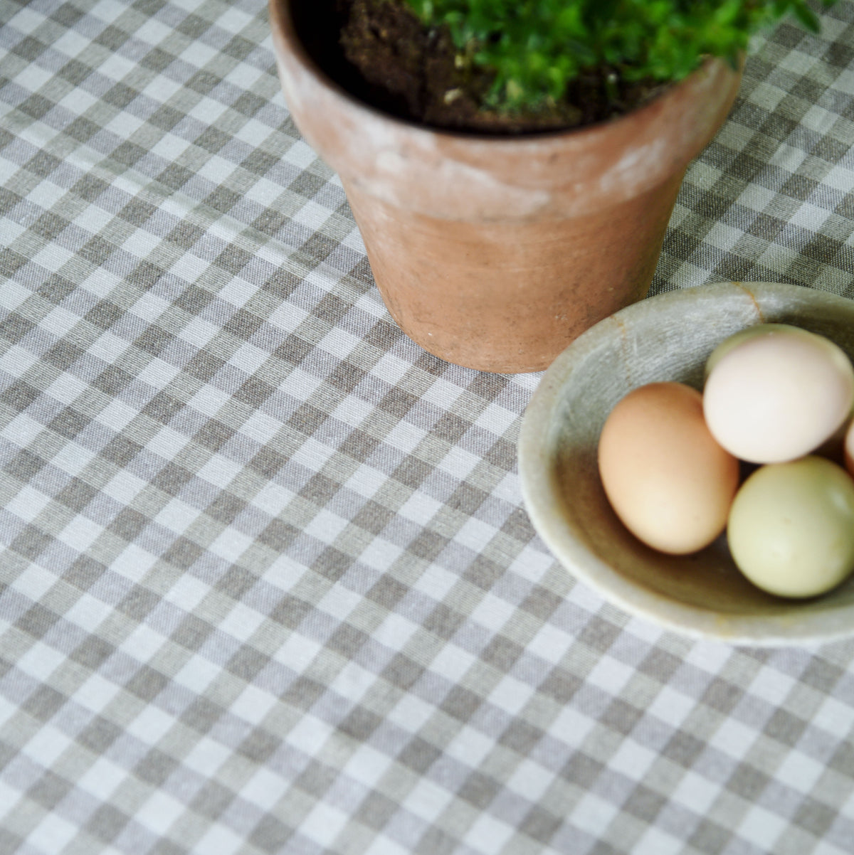 Oilcloth Tablecloth Natural Gingham