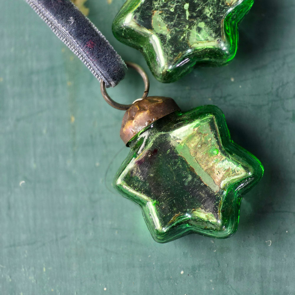 Small Green Star Glass Decoration