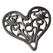 Heart shaped cast iron trivet