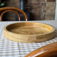 Round Wooden Herringbone Tray
