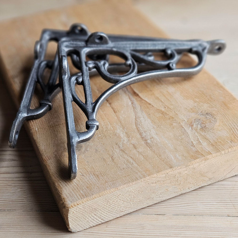 Pair of Hexham brackets on a reclaimed shelf board