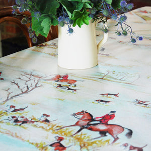Hunting print oilcloth tablecloth