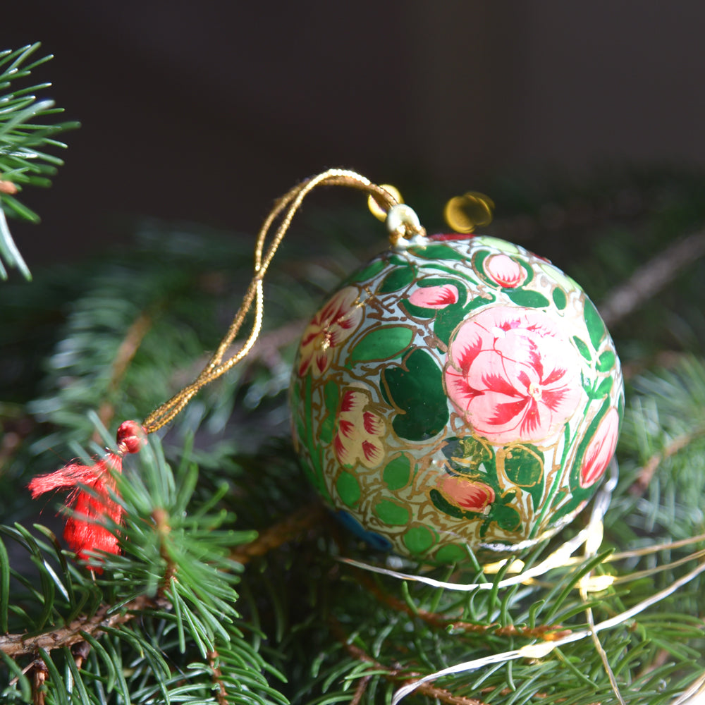Hand Painted Folk Christmas Tree Bauble