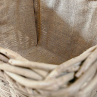 Log basket hessian lining.
