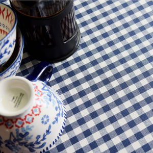 Navy Gingham Oilcloth Tablecloth