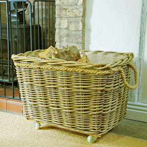 Extra Large rectangular hessian lined mill wheelie log basket