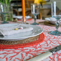 Coral Oilcloth Tablecloth