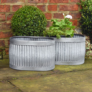 Pair of Small Oval Dolly Tub garden Planters