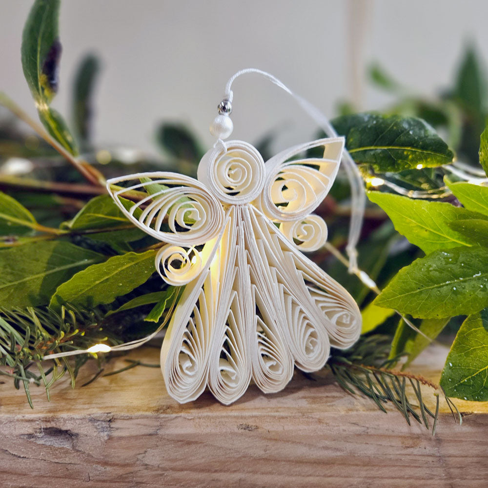 Hand made paper angel Christmas tree decoration