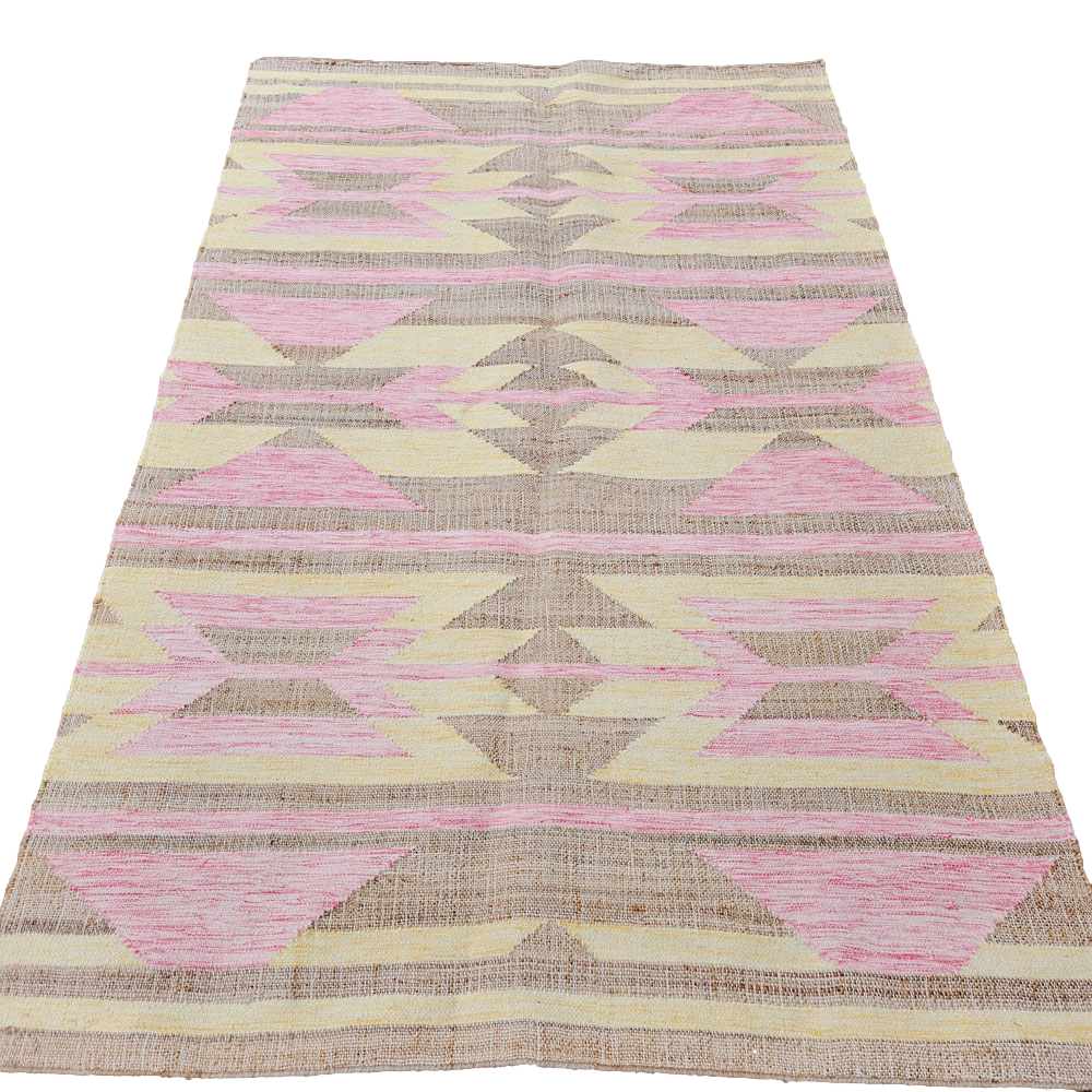 Pink Florence kilim jute floor rug