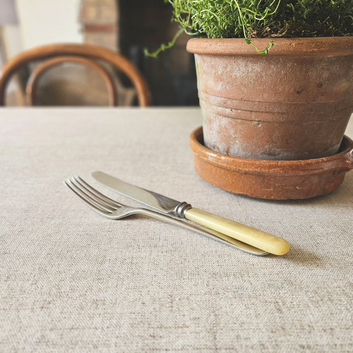 Plain linen look wipe clean tablecloth