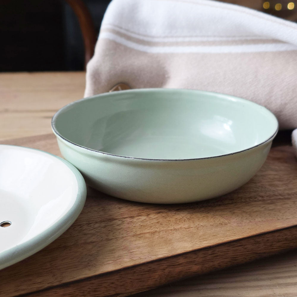 Round green enamel soap dish base