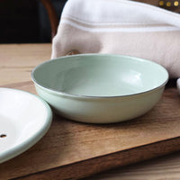 Round green enamel soap dish base