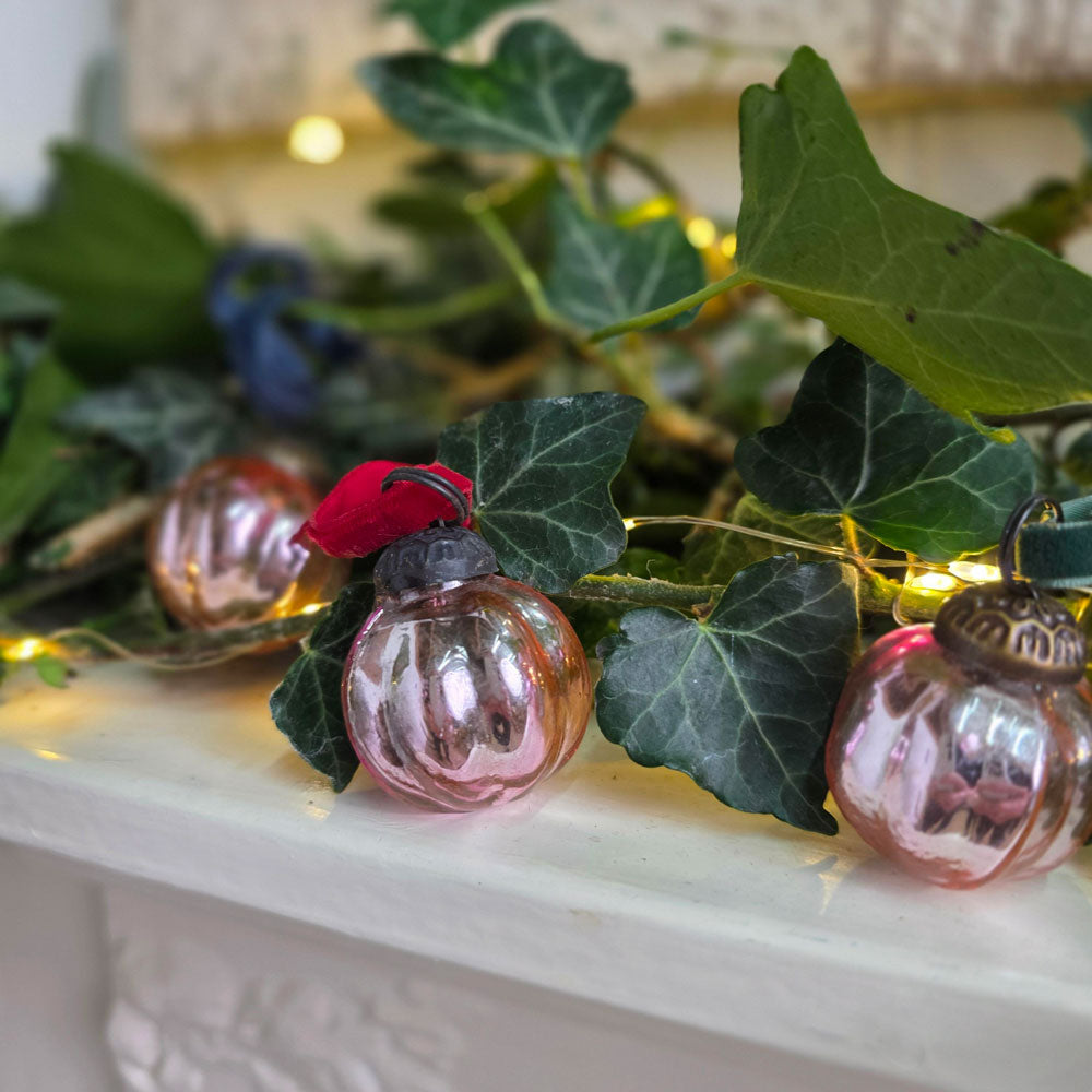 Pink Glass Pumpkin Bauble