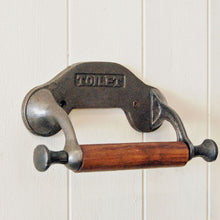 Cast iron simple wall mounted toilet roll holder with wooden spindle
