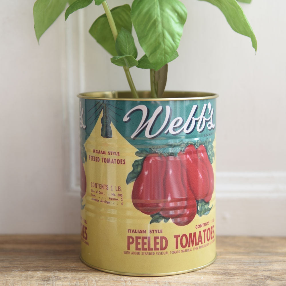 Large retro tomato tin can kitchen storage pot