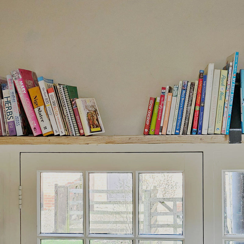 Over door book shelf holding cook books