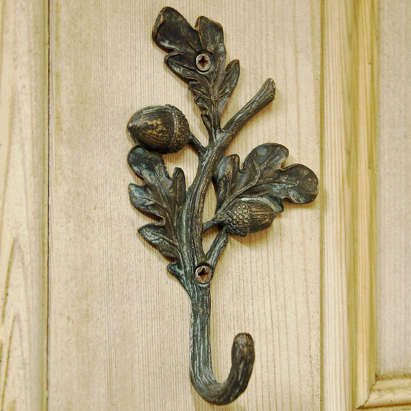 Oak leaf and acorn shaped metal coat hook