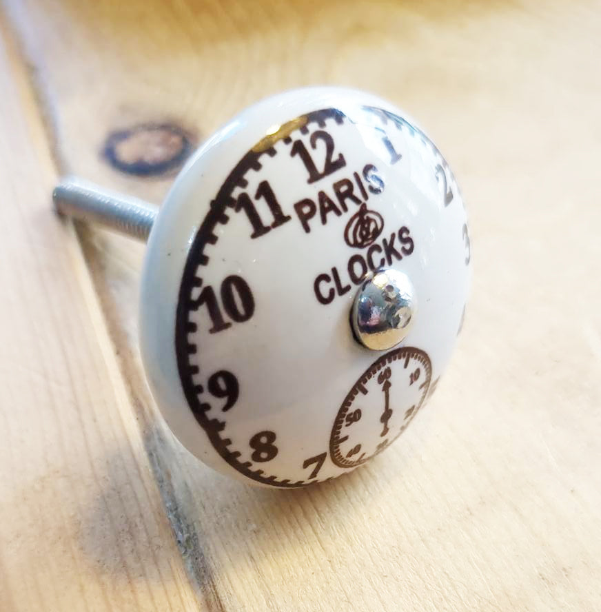 Shabby chic vintage style clock face drawer knob