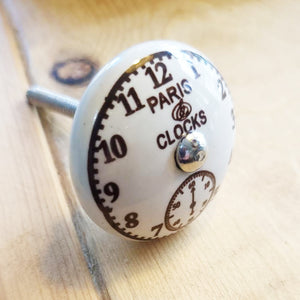 Shabby chic vintage style clock face drawer knob