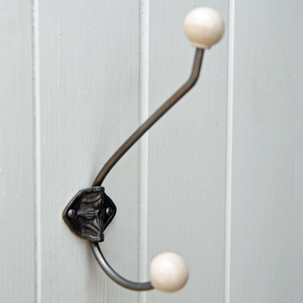 Cream Camden Double Rosette Coat Hook