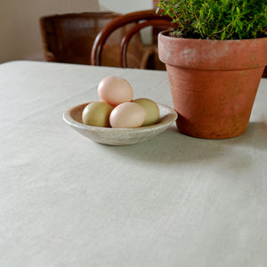 Crompton oilcloth table cloth pale plain linen